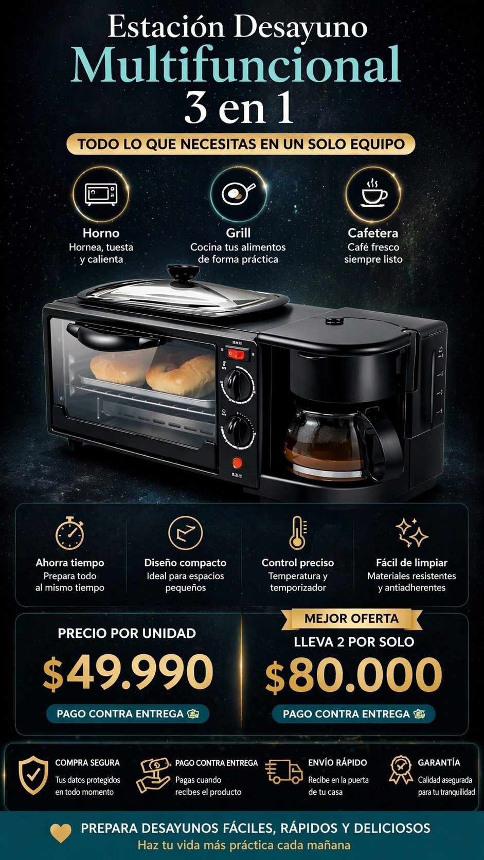 Horno Electrico 3 En 1