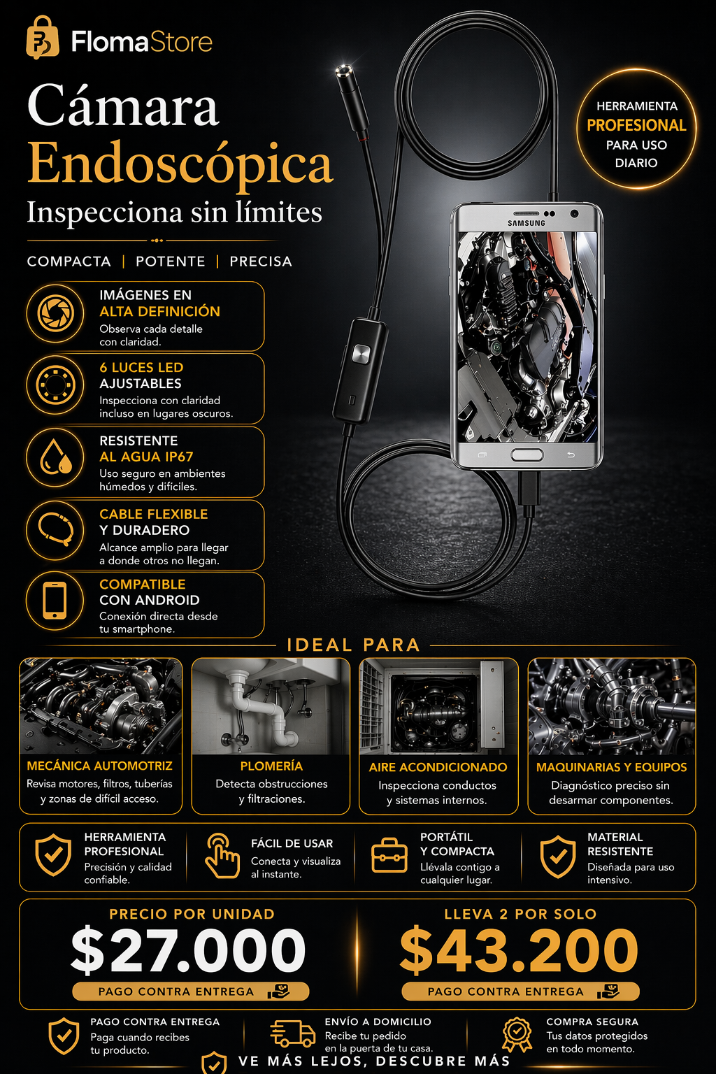 Camara Endoscopio Digital para Smartphon