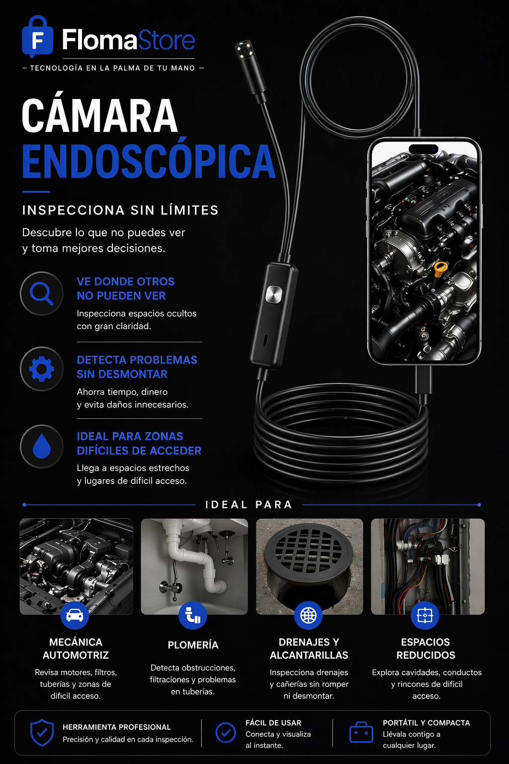 Camara Endoscopio Digital para Smartphon