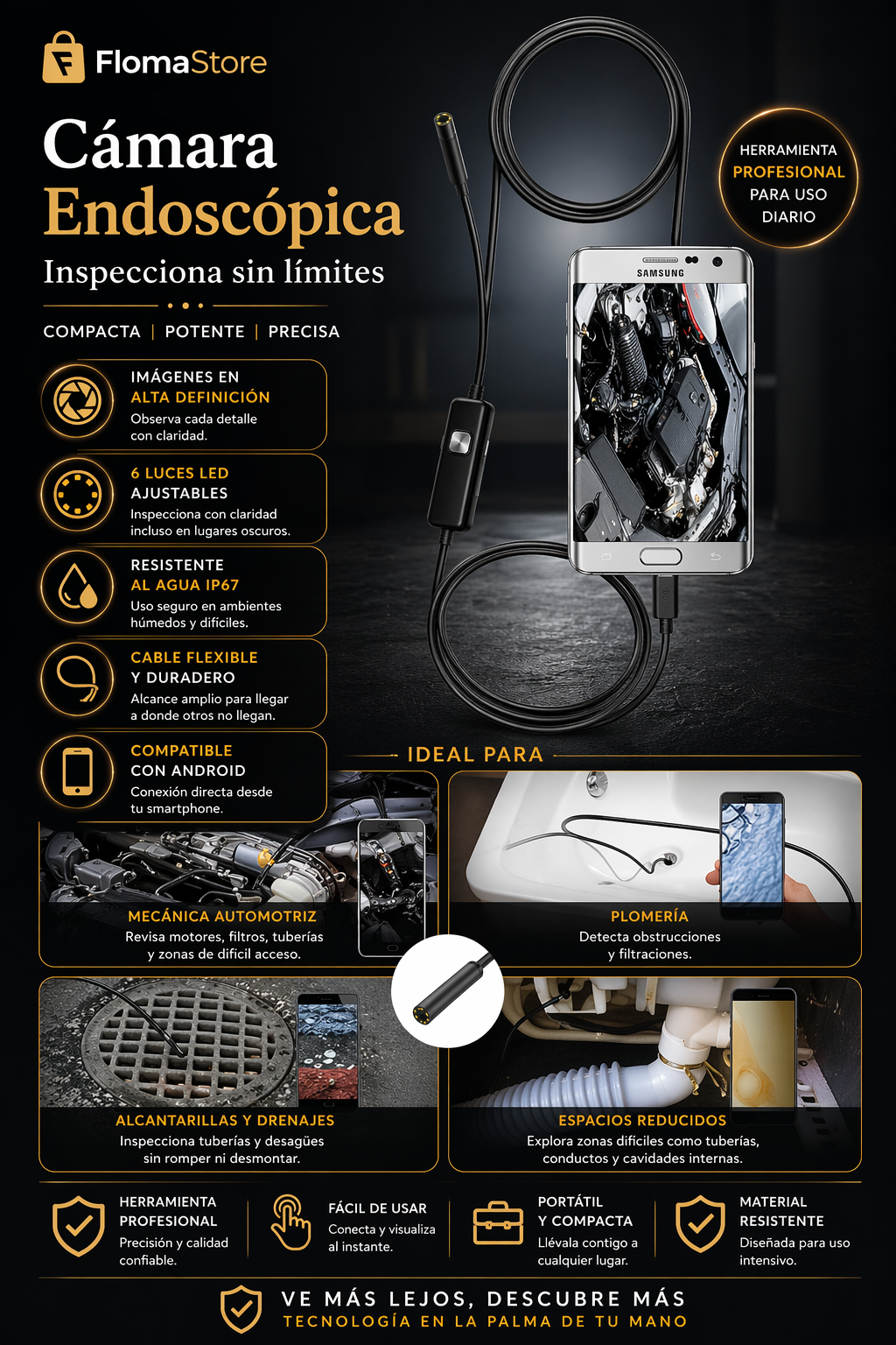 Camara Endoscopio Digital para Smartphon